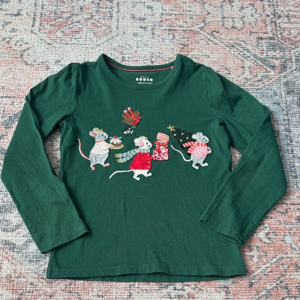 Mini Boden Christmas appliqué long sleeve